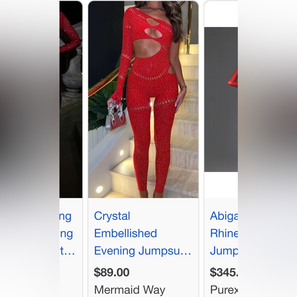 Red Cut-Out Jumpsuit - Picture 13 of 16